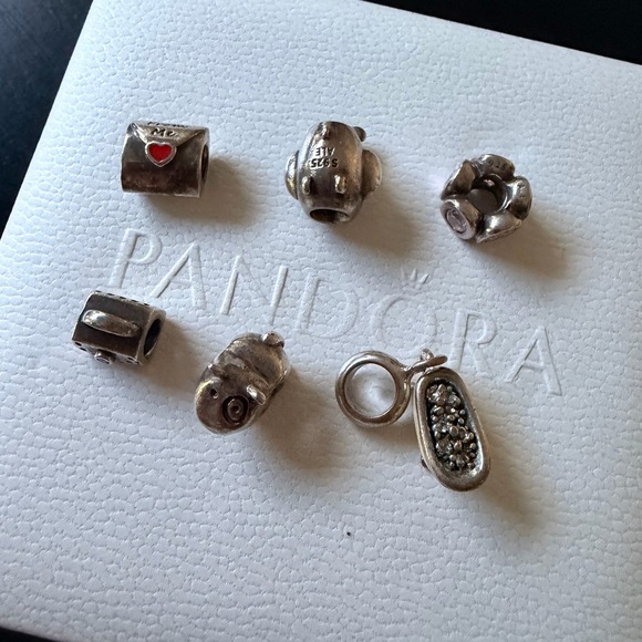 Pandora Jewelry - SOLD! Pandora Silver Red Charm Collection bundle tub dog